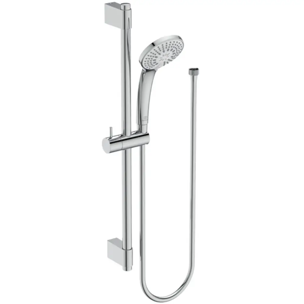 Brausekombination von Ideal Standard mit Handbrause und Halterung. Verchromte Oberfläche, flexible Schlauchführung. Funktionales Design für moderne Badezimmer.
